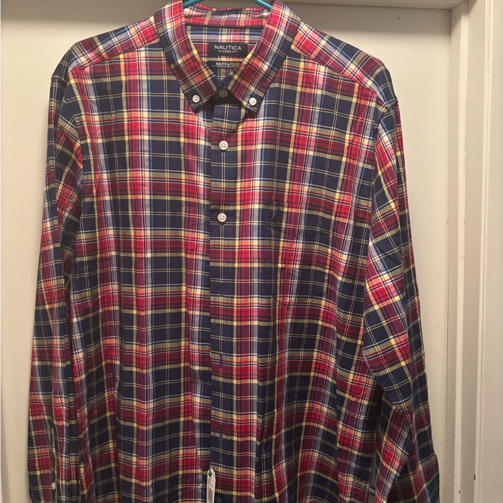 Nautica Men's Multicolor Plaid Button Down Shirt